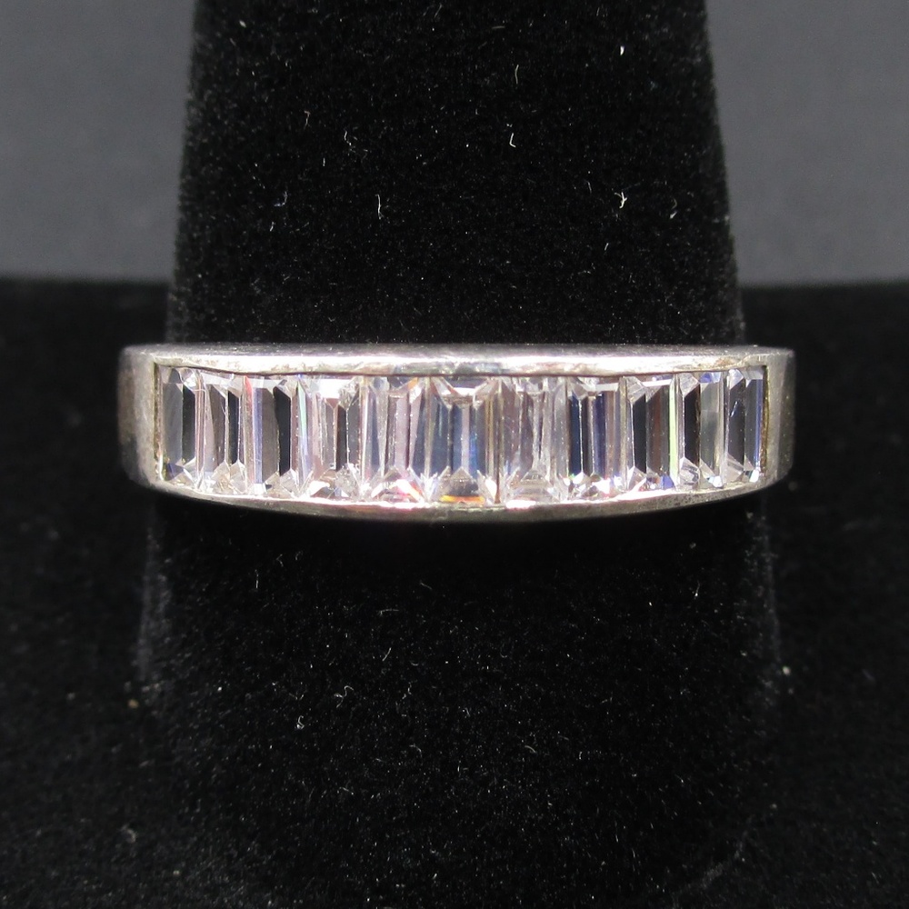 Vintage Size 10.75 Sterling Avon Glass Band Ring